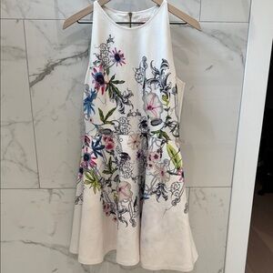 Ted Baker London Floral Embroidered Dress - White and Multicolor
